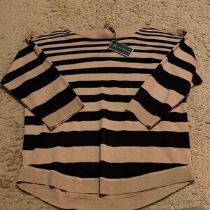 Cable & Gauge Black and Tan Striped Blouse